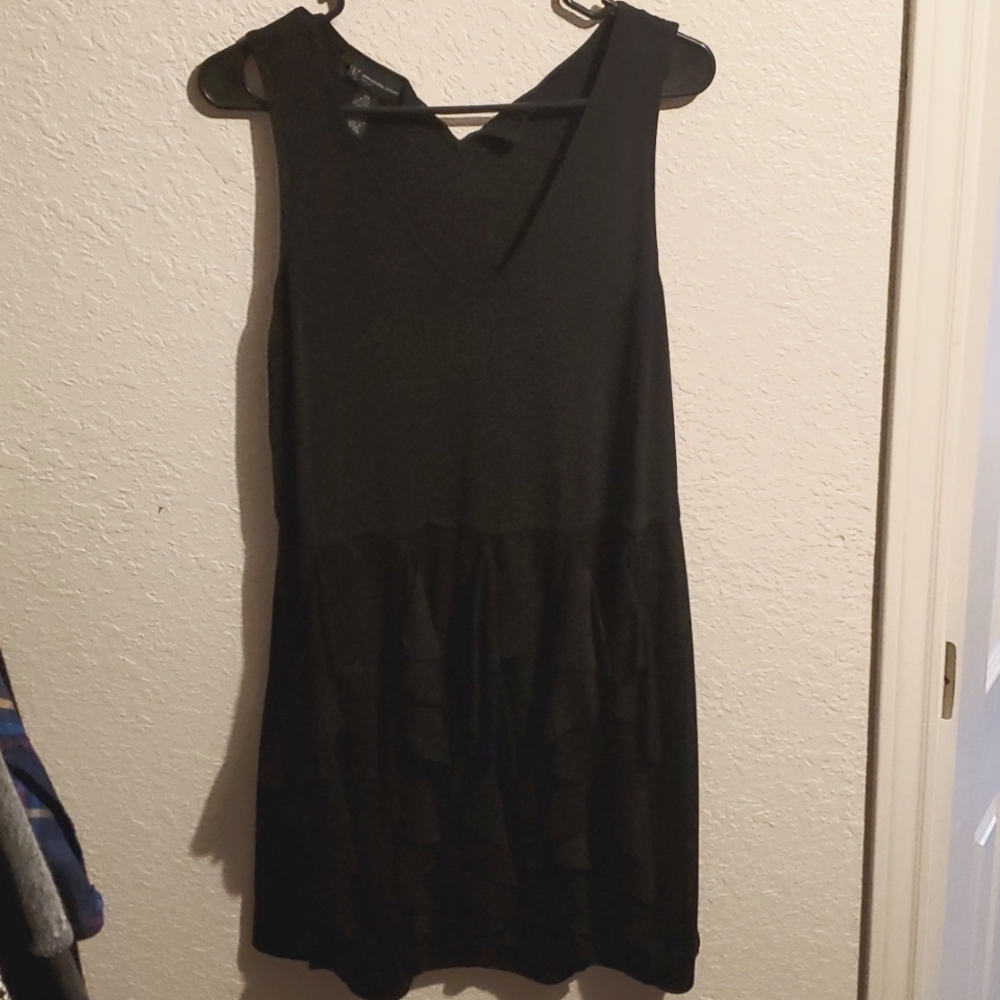 Black plus sized ruffled cocktail dress